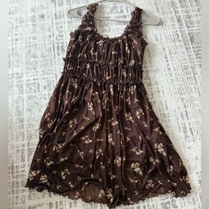Brown Floral Boho Sleeveless Dress